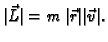 $\displaystyle \vert\vec{L}\vert=m\,\vert\vec{r}\vert\vert\vec{v}\vert.$