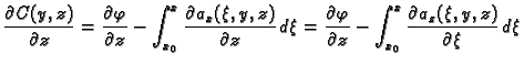 $\displaystyle \frac{\partial C(y,z)}{\partial z}= \frac{\partial \varphi}{\part...
...hi}{\partial z} - \int_{x_0}^x \frac{\partial
a_z(\xi,y,z)}{\partial \xi}\,d\xi$