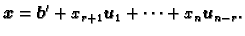 $\displaystyle \boldsymbol{x}=\boldsymbol{b}'+x_{r+1}\boldsymbol{u}_1+\cdots+x_n\boldsymbol{u}_{n-r}.$